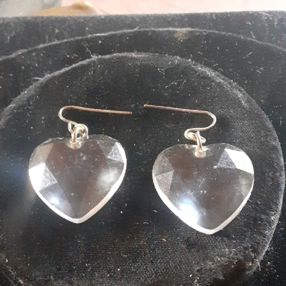 Jewelry - Elegant Crystal (plastic) Heart Earrings